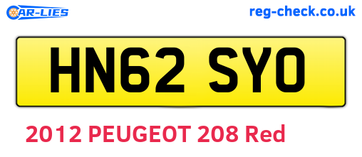 HN62SYO are the vehicle registration plates.