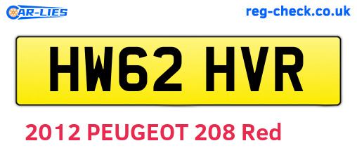 HW62HVR are the vehicle registration plates.