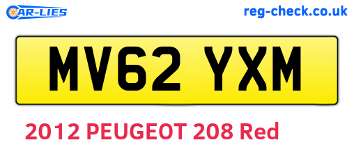 MV62YXM are the vehicle registration plates.