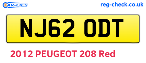 NJ62ODT are the vehicle registration plates.