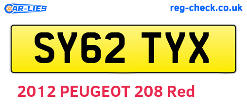 SY62TYX are the vehicle registration plates.