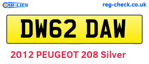 DW62DAW are the vehicle registration plates.