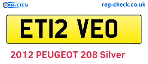 ET12VEO are the vehicle registration plates.