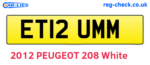 ET12UMM are the vehicle registration plates.
