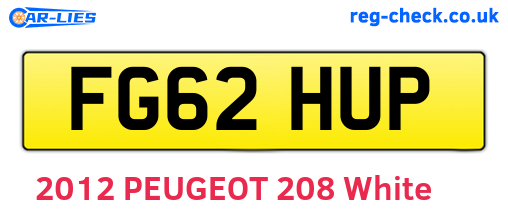 FG62HUP are the vehicle registration plates.