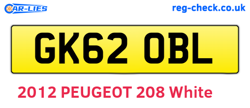 GK62OBL are the vehicle registration plates.