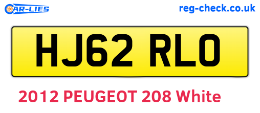 HJ62RLO are the vehicle registration plates.