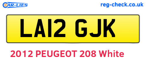 LA12GJK are the vehicle registration plates.