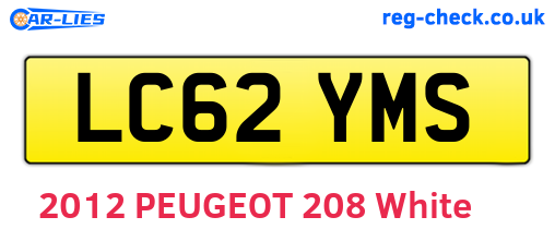 LC62YMS are the vehicle registration plates.