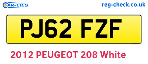 PJ62FZF are the vehicle registration plates.