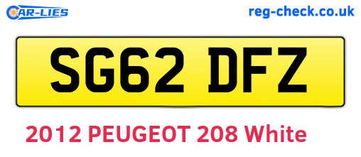 SG62DFZ are the vehicle registration plates.