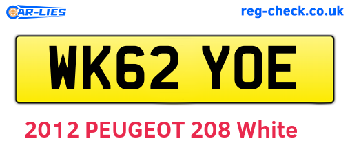 WK62YOE are the vehicle registration plates.