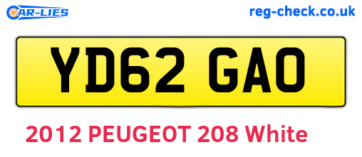 YD62GAO are the vehicle registration plates.