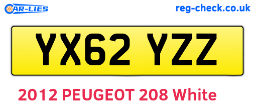 YX62YZZ are the vehicle registration plates.