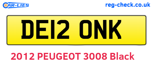 DE12ONK are the vehicle registration plates.