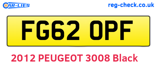 FG62OPF are the vehicle registration plates.