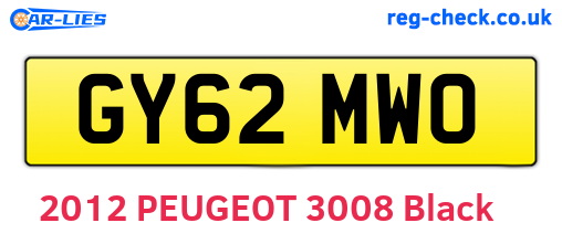 GY62MWO are the vehicle registration plates.