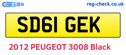 SD61GEK are the vehicle registration plates.