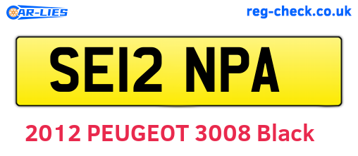 SE12NPA are the vehicle registration plates.
