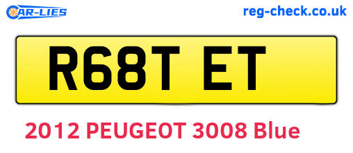 R68TET are the vehicle registration plates.