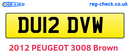 DU12DVW are the vehicle registration plates.