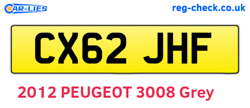CX62JHF are the vehicle registration plates.