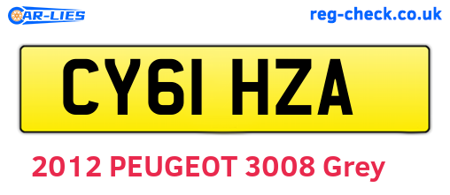 CY61HZA are the vehicle registration plates.