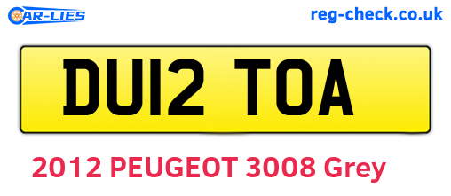 DU12TOA are the vehicle registration plates.