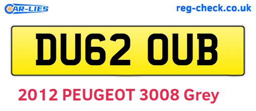 DU62OUB are the vehicle registration plates.