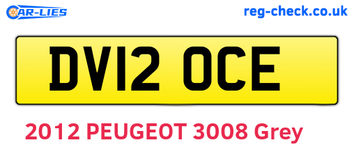 DV12OCE are the vehicle registration plates.
