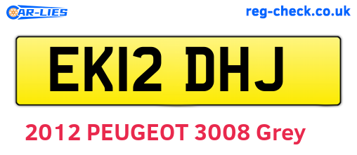 EK12DHJ are the vehicle registration plates.