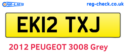 EK12TXJ are the vehicle registration plates.