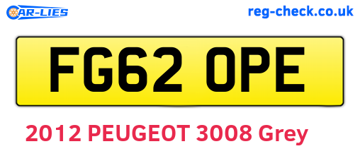 FG62OPE are the vehicle registration plates.