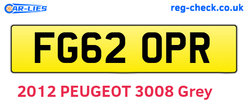 FG62OPR are the vehicle registration plates.