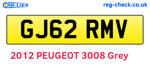 GJ62RMV are the vehicle registration plates.