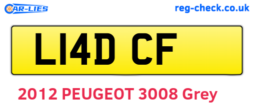 L14DCF are the vehicle registration plates.