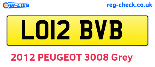 LO12BVB are the vehicle registration plates.