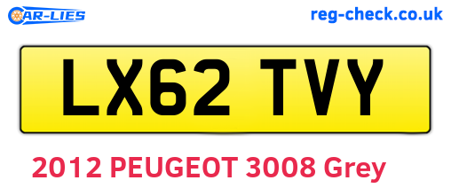 LX62TVY are the vehicle registration plates.