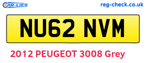 NU62NVM are the vehicle registration plates.