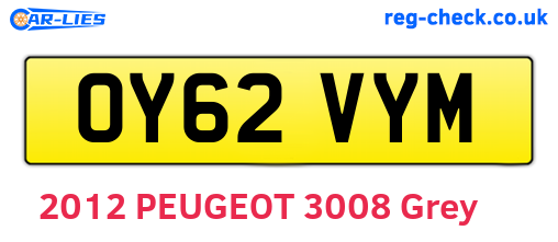 OY62VYM are the vehicle registration plates.