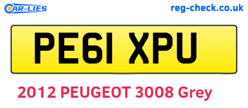 PE61XPU are the vehicle registration plates.