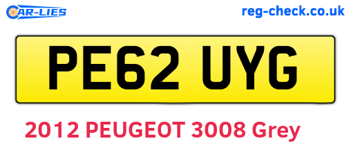 PE62UYG are the vehicle registration plates.