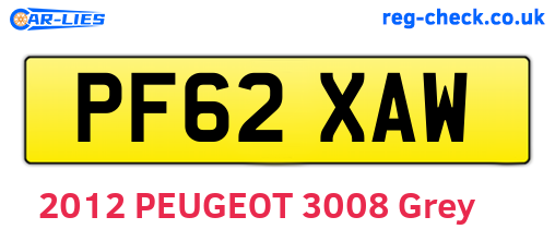 PF62XAW are the vehicle registration plates.