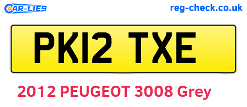 PK12TXE are the vehicle registration plates.