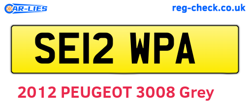 SE12WPA are the vehicle registration plates.