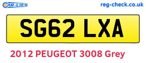 SG62LXA are the vehicle registration plates.
