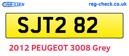 SJT282 are the vehicle registration plates.