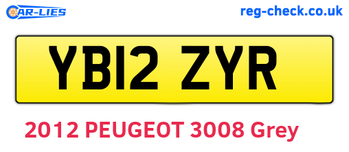 YB12ZYR are the vehicle registration plates.