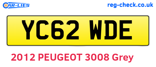 YC62WDE are the vehicle registration plates.
