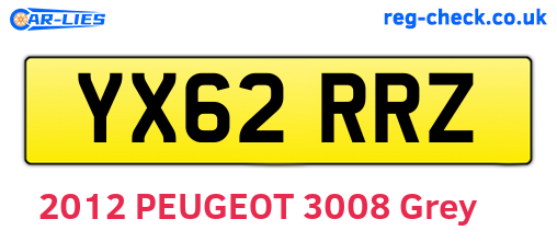 YX62RRZ are the vehicle registration plates.